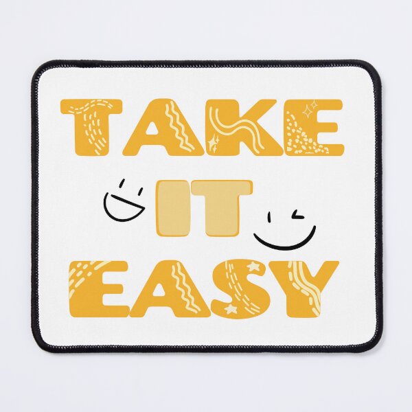 Item preview, Take It Easy Quote Art, Yellow Typography with Smiley Face, Positive Vibes Poster, Chill Motivation Wall Decor, Stress Relief Design, Happy Quote Print designed and sold by TialCorner.