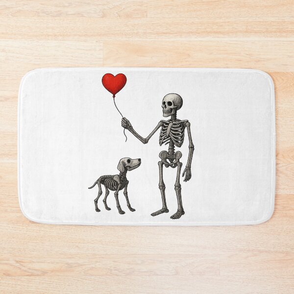 Item preview, Skeleton Master and Labrador Dog with Red Heart Balloon – Gothic Dark Art Design designed and sold by Pet Lovers Market.