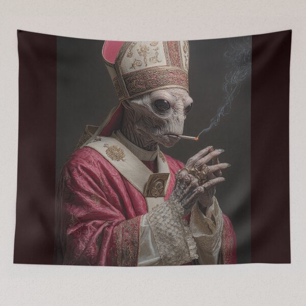 Item preview, Alien Pope Smoking a Cigarette designed and sold by Shannon Hilson.