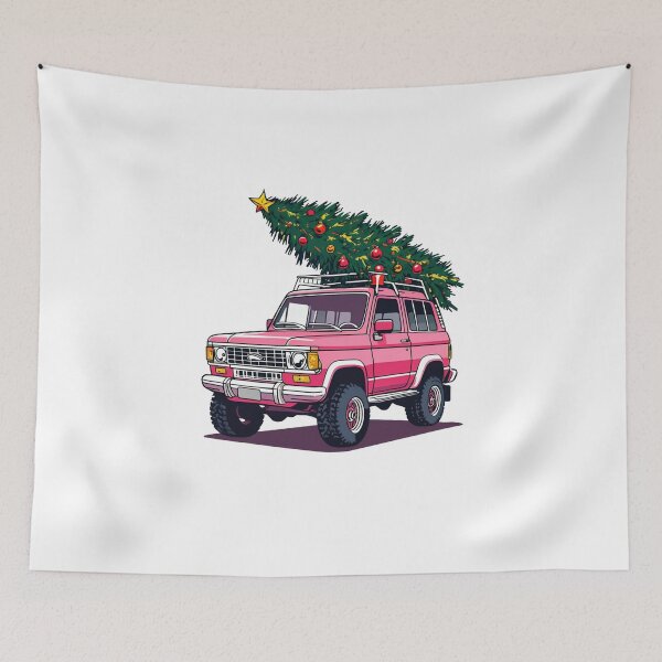 Item preview, Vibrant Pink SUV with Christmas Tree Cartoon designed and sold by hanuraputre.