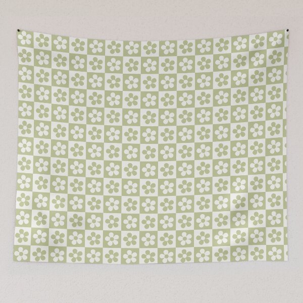 Item preview, Light Green Floral & Checkered Phone Case, & Blanket for Women & Girls, Meadow Green Minimalist Room & Home Decor for Mom or Grandma, Floral Checkered Light Green Birthday Gifts for Her designed and sold by VivaFy.