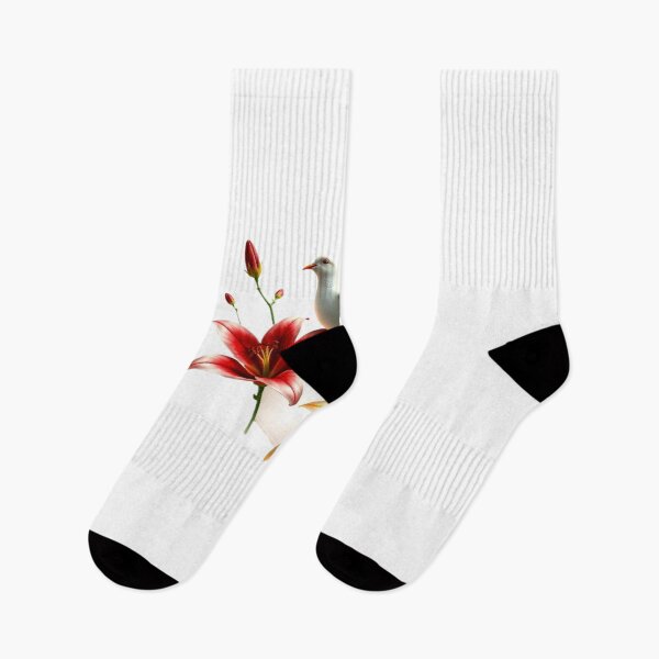 Item preview, Realistic Dove in Flight with Red Flowers | Elegant Nature Bird Art designed and sold by Naturalite19.