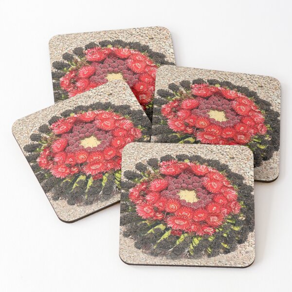 Item preview, Red Beautiful Barrel Cactus Flowers designed and sold by simonjayphotos.