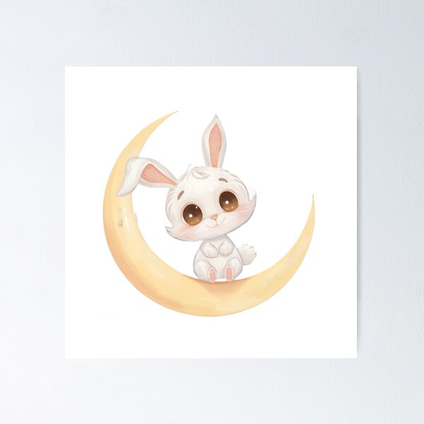 Item preview, Dreamy Bunny Moon – Cute Celestial Night Sky Art designed and sold by Affiliora.