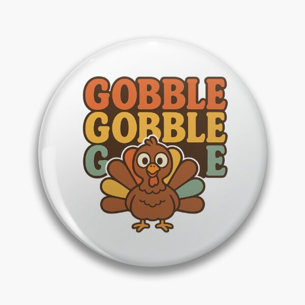 Artikelvorschau, Gobble Gobble Gobble Retro Thanksgiving Truthahn Design – Herbstferiengrafik entworfen und verkauft von DailyDrivesct.