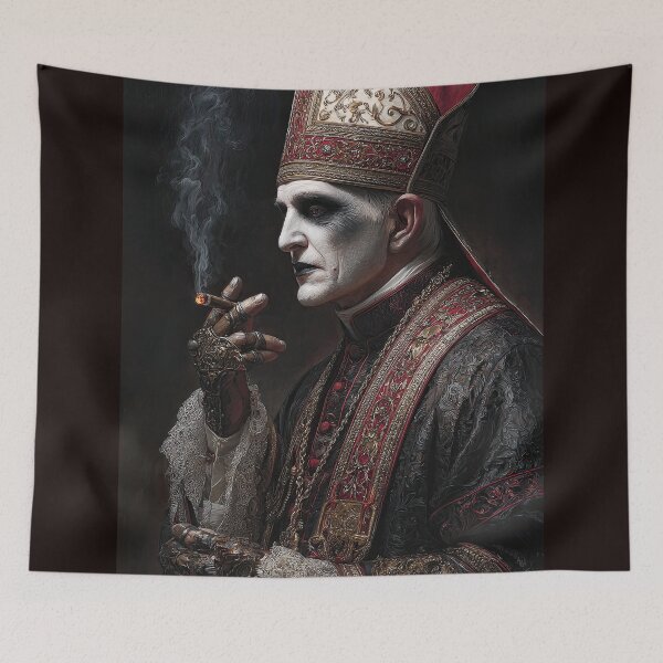 Item preview, Smoking Pope in Black and Red designed and sold by Shannon Hilson.