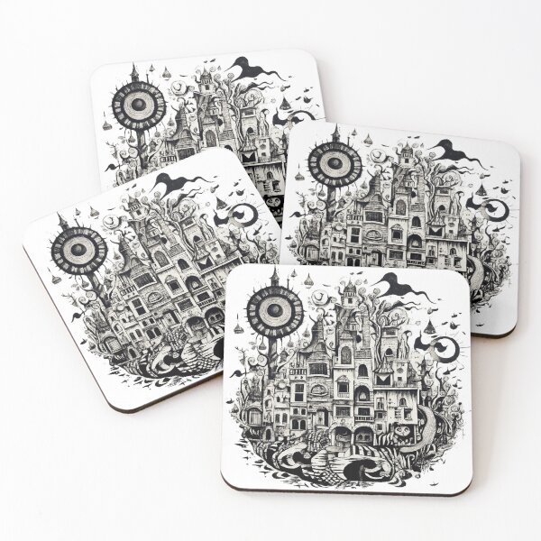 Item preview, Whimsical Gothic Cityscape – Surreal Doodle Fantasy Art designed and sold by CraftedHome.