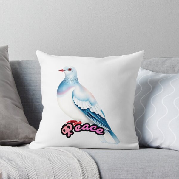 Item preview, Realistic White Dove with Sky Blue Accents on 'Peace' | Minimalist Bird Art designed and sold by Naturalite19.