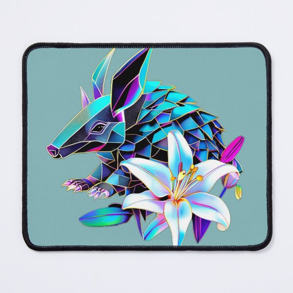 Item preview, Geometric Armadillo with White Flower | Vibrant Wildlife Line Art designed and sold by Naturalite19.