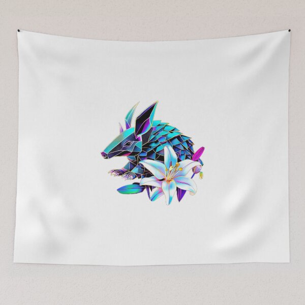 Item preview, Geometric Armadillo with White Flower | Vibrant Wildlife Line Art designed and sold by Naturalite19.