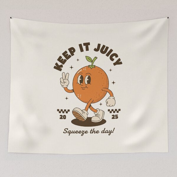 Item preview, Keep It Juicy Groovy Orange Retro Cartoon Mascot designed and sold by HoopeStylee.