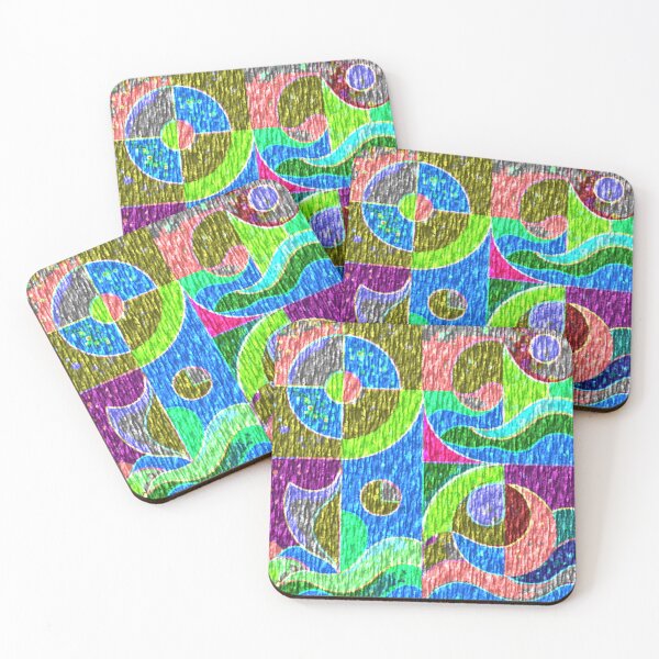 Item preview, 4 part geometric abstract bark colorful design designed and sold by SmashingDeals.
