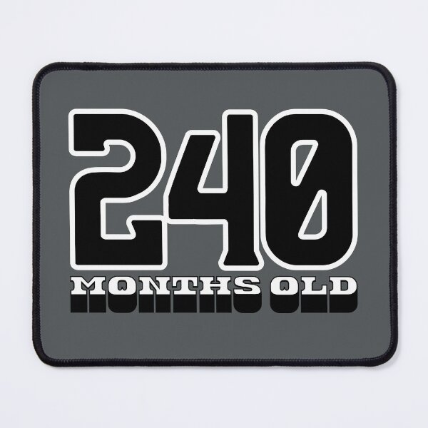 Item preview, 240 Months Old — Funny 20th Birthday Gag Design for Young Adults designed and sold by downUnderInk.