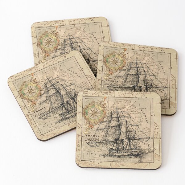 Item preview, Dark Academia vintage pirate ship sailor antique world map  designed and sold by LEILA ART SPACE.