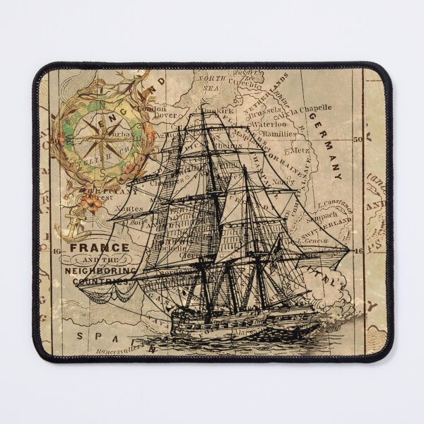 Item preview, Dark Academia vintage pirate ship sailor antique world map  designed and sold by LEILA ART SPACE.