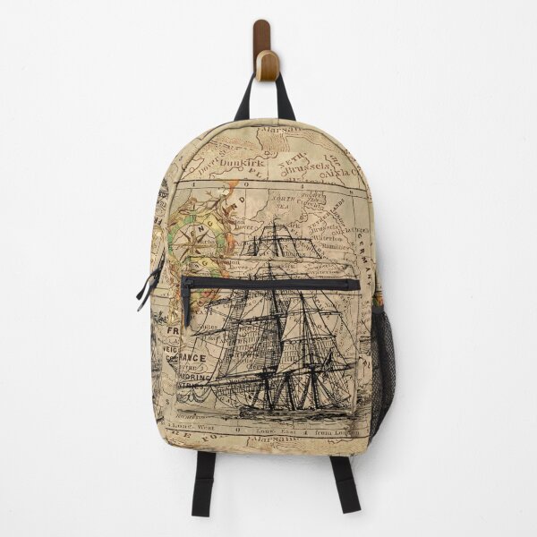 Item preview, Dark Academia vintage pirate ship sailor antique world map designed and sold by LEILA ART SPACE.