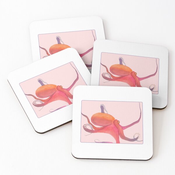 Item preview, Watercolor Octopus with Pink Background Sticker designed and sold by girlsgirldesign.