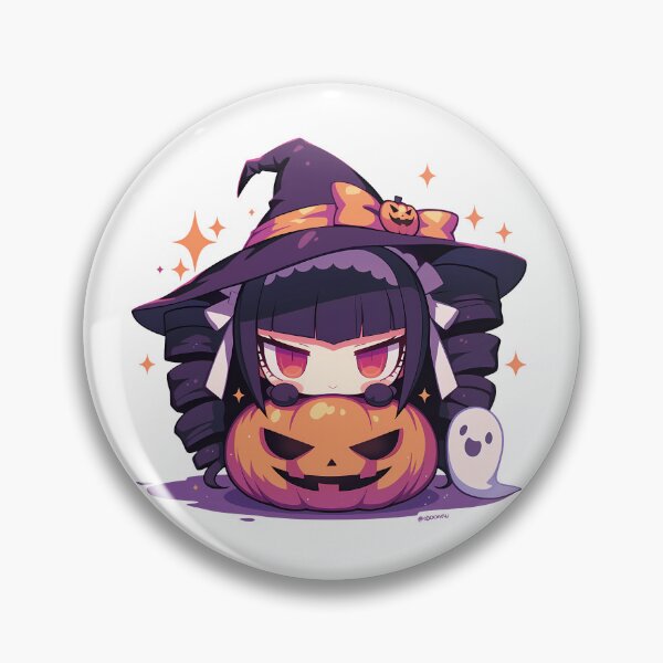 Item preview, Celestia Ludenberg Danganronpa Halloween Pumpkin Witch Dark Purple Cute Kawaii Chibi Anime Girl designed and sold by HumbertoValveno.