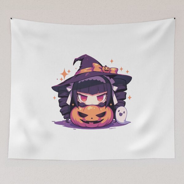 Item preview, Celestia Ludenberg Danganronpa Halloween Pumpkin Witch Dark Purple Cute Kawaii Chibi Anime Girl designed and sold by HumbertoValveno.