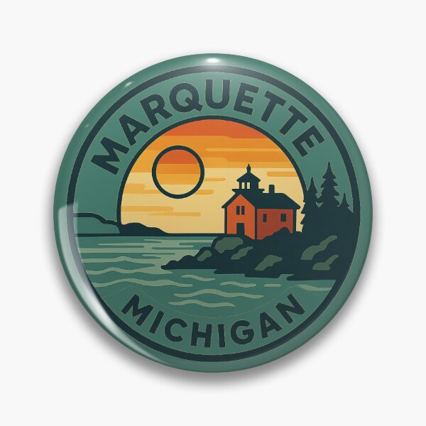 Item preview, Marquette Michigan Sunset Lighthouse Circular Design designed and sold by American Travels.