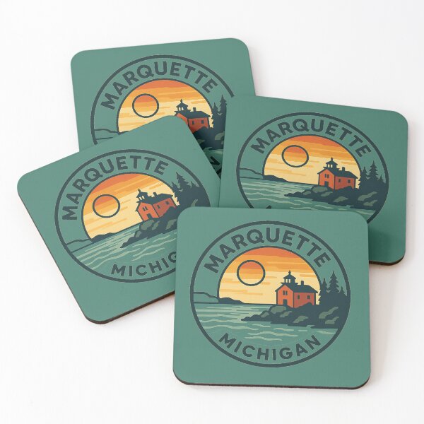 Item preview, Marquette Michigan Sunset Lighthouse Circular Design designed and sold by American Travels.