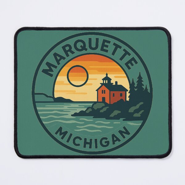 Item preview, Marquette Michigan Sunset Lighthouse Circular Design designed and sold by American Travels.