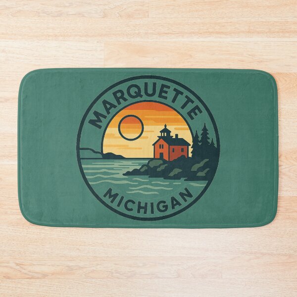 Item preview, Marquette Michigan Sunset Lighthouse Circular Design designed and sold by American Travels.
