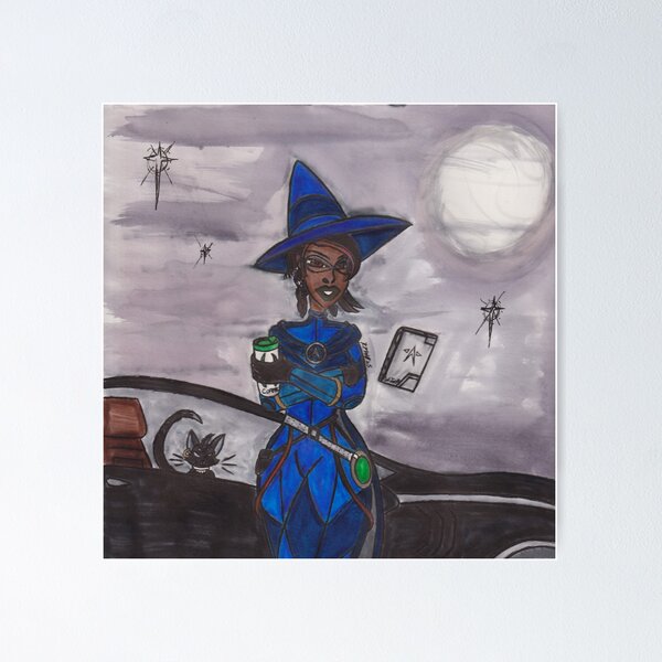 Item preview, Stylish Witch in a Blue Outfit designed and sold by Ronald Woods.