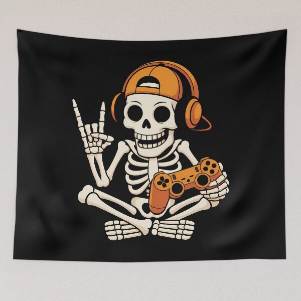 Item preview, Halloween Skeleton Gamer Video Gaming Teenage Boy Grandson designed and sold by JulienAureo.