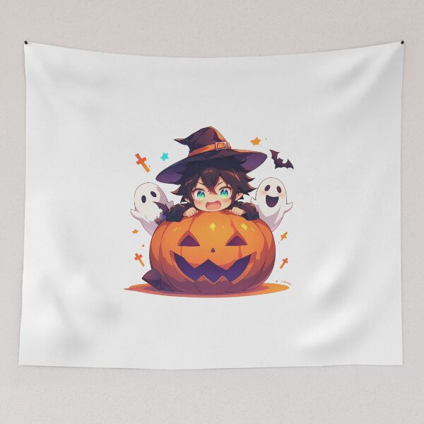 Item preview, Hyakuya Yuuichirou Seraph Of The End Halloween Chibi Anime Boy Pumpkin Witch designed and sold by HumbertoValveno.