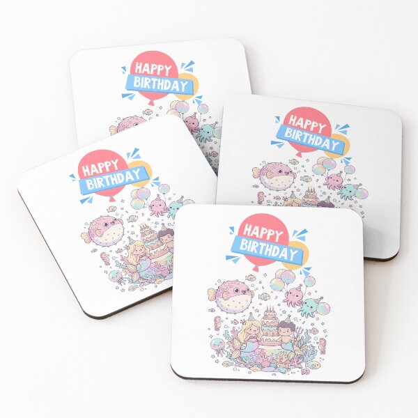 Item preview, Kawaii Mermaid Birthday Party: Under the Sea with Octopus and Pufferfish designed and sold by DibuHumor.