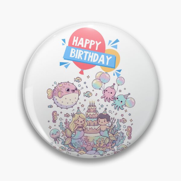 Item preview, Kawaii Mermaid Birthday Party: Under the Sea with Octopus and Pufferfish designed and sold by DibuHumor.
