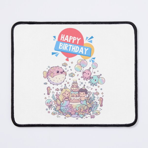 Item preview, Kawaii Mermaid Birthday Party: Under the Sea with Octopus and Pufferfish designed and sold by DibuHumor.