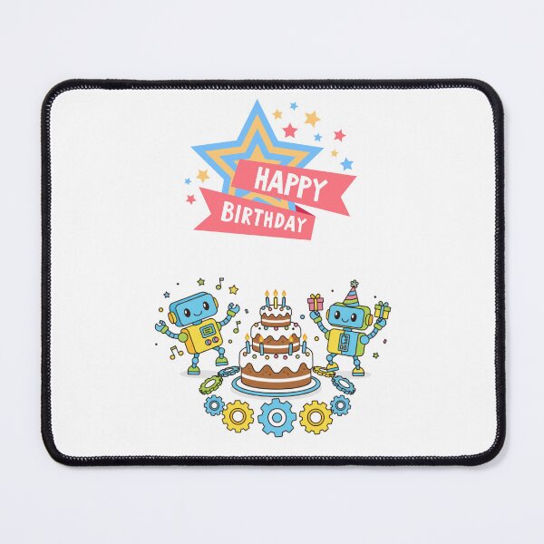 Item preview, Robot Birthday Party Tech Party: Cute Bots Celebrating with Cake designed and sold by DibuHumor.