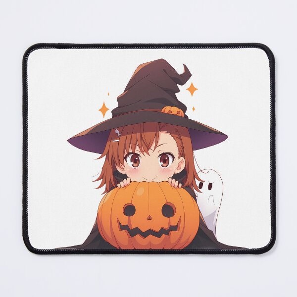 Item preview, Misaka Mikoto Certain Scientific Halloween Chibi Witch Girl Pumpkin Brown Hair Sparkling Eyes Cute Anime Girl designed and sold by HumbertoValveno.