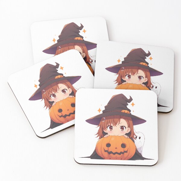 Item preview, Misaka Mikoto Certain Scientific Halloween Chibi Witch Girl Pumpkin Brown Hair Sparkling Eyes Cute Anime Girl designed and sold by HumbertoValveno.