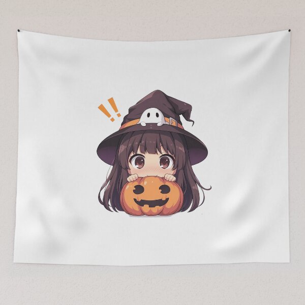 Item preview, Saten Ruiko Certain Scientific Halloween Chibi Witch Girl Pumpkin Brown Hair Sparkling Eyes Cute Anime Girl designed and sold by HumbertoValveno.