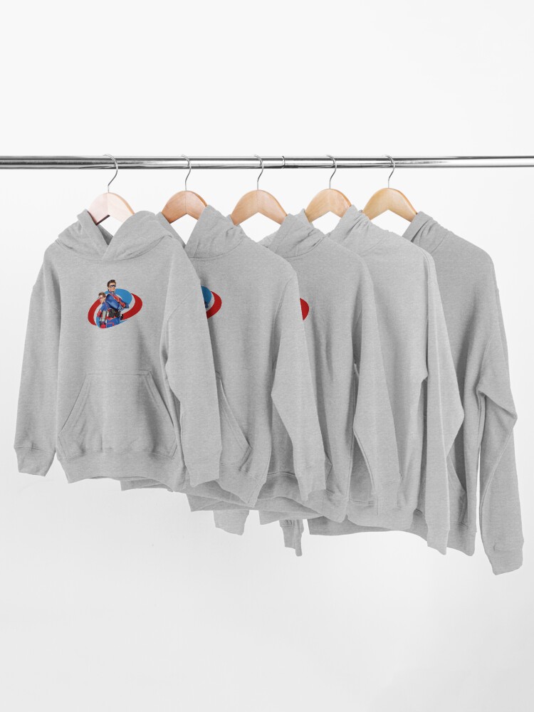 Alternate view of Captain Man and Kid Danger Kids Pullover Hoodie