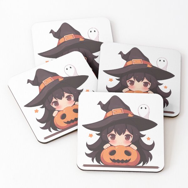 Item preview, Tsubasa Hanekawa Bakemonogatari Halloween Chibi Witch Girl Pumpkin Black Hair Brown Eyes Cute Anime Girl designed and sold by HumbertoValveno.