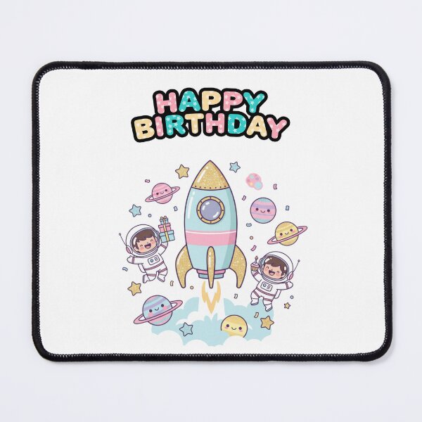Item preview, Astro Space Birthday Party: Kawaii Rocket and Astronauts Celebrating designed and sold by DibuHumor.