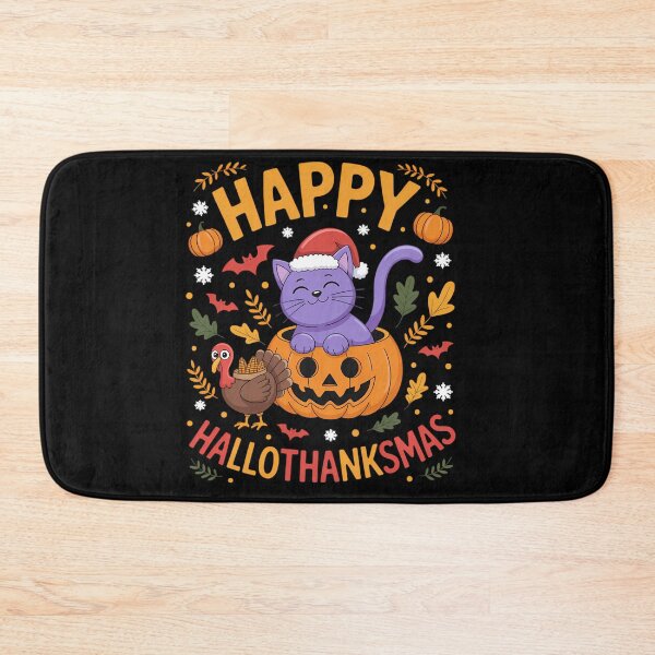 Artikelvorschau, Halloween Thanksgiving Weihnachten Katze Truthahn Hallothanksmas entworfen und verkauft von tabdejinti.