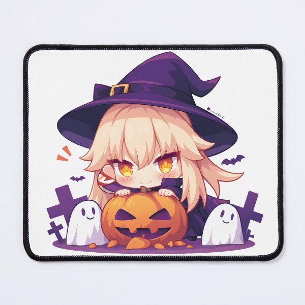 Item preview, Game Yoimiya Genshin Impact Chibi Halloween Pumpkin Fire Magic Anime Girl designed and sold by HumbertoValveno.