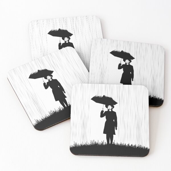 Aperçu de l'œuvre graffiti noir et blanc d'une femme seule sous la pluie créée et vendue par TackyTime.