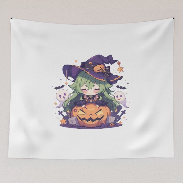 Item preview, Game Collei Genshin Impact Chibi Halloween Pumpkin Anime Girl Celebration designed and sold by HumbertoValveno.