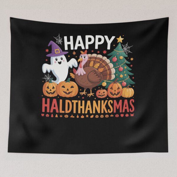 Item preview, Halloween Thanksgiving Christmas Happy HallowThanksMas designed and sold by tabdejinti.