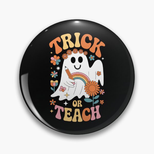 Item preview, Halloween Trick Or Teach Groovy Retro Ghost Floral Teacher designed and sold by ticlitule.