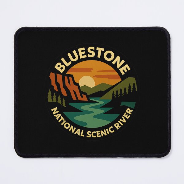 Item preview, Bluestone National Scenic River – Retro Sunset Badge Design designed and sold by Youssef-BM.