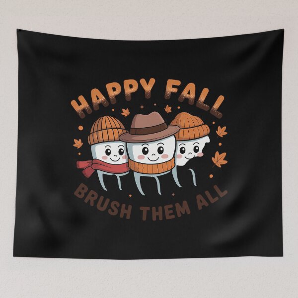 Item preview, Happy Fall Brush Them All Dentist Teeth Thanksgiving Dental T-Shirt designed and sold by ticlitule.