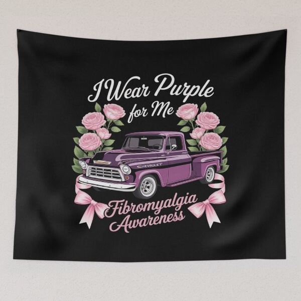 Item preview, Fibromyalgia Awareness Floral Truck Purple Ribbon designed and sold by Idarmotar.