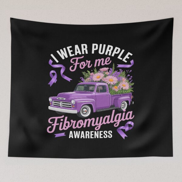 Item preview, Fibromyalgia Awareness Purple Floral Truck Purple Ribbon designed and sold by Idarmotar.